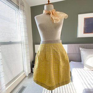 LOFT Pretty Little Yellow & Gold Polka Dot Skirt Size ZERO